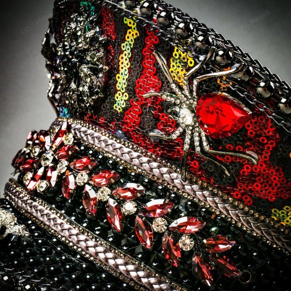 Steampunk Burgundy Leopard Military Captain Cap main image 7